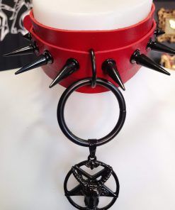 Gargantilla pagana Baphomet en rojo