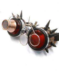 Steampunk goggles rojas con pinchos y dos lupas