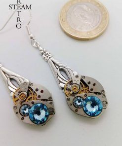 Pendientes Steampunk largos en azul