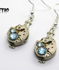 Pendientes Steampunk azules pequeños