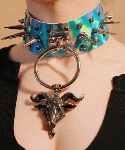 Cyberpunk Baphomet choker blue