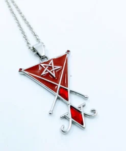 Red Satan sigil and pentagram necklace